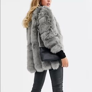 Jayley Luxurious Stripe Faux Fur Jacket